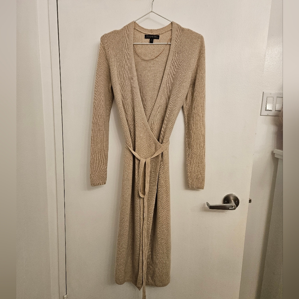 Banana Republic Women's Beige Wool-Cashmere Wrap Dress